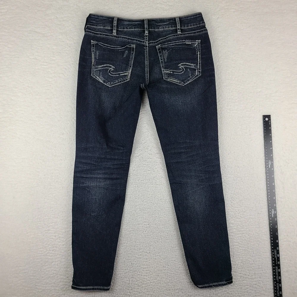 Silver Jeans Womens 33x29 Blue Suki Skinny Dark Wash Denim
